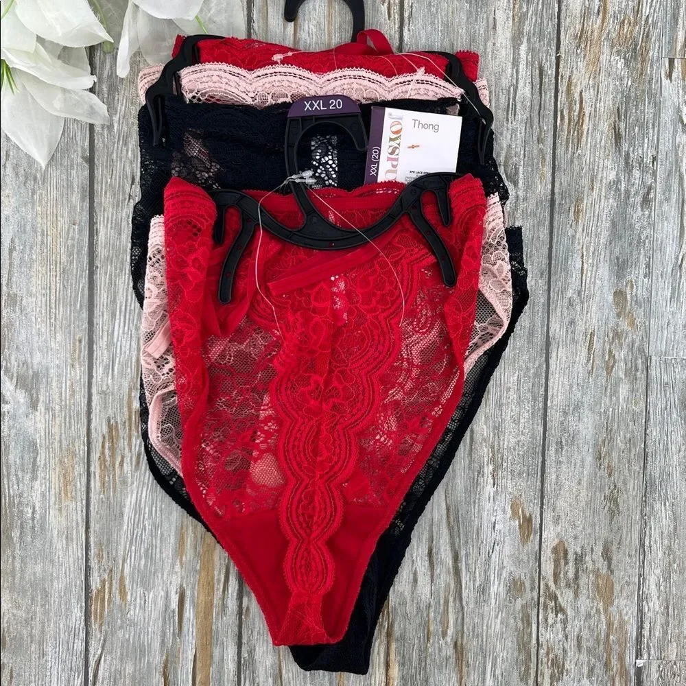 Lace Thong Panties Underwear 2, 3-Packs Size XXL